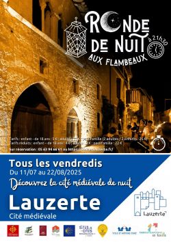 Evènement Visite nocturne : ronde de nuit aux flambeaux le 11/07/2025 à 21:30 - Lieu :  Service Animation de la mairie de Lauzerte 82110 LAUZERTE