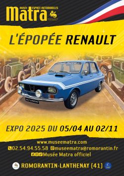 Evènement Exposition « L’Épopée Renault » du 05/04/2025 au 02/11/2025 - Lieu :  Musée Matra 41200 ROMORANTIN-LANTHENAY