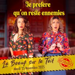 Evènement Je préfère qu'on reste ennemies le 25/11/2025 à 20:30 - Lieu :  Le Boeuf sur le Toit 39000 Lons le Saunier