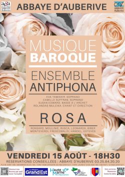 Evènement Concert de musique baroque avec l'Ensemble Antiphona le 15/08/2025 à 18:30 - Lieu :  Abbaye d'Auberive 52160 Auberive