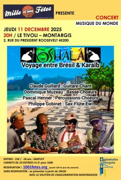 Evènement OSHALA le 11/12/2025 à 20:00 - Lieu :  Salle du Tivoli 45200 MONTARGIS