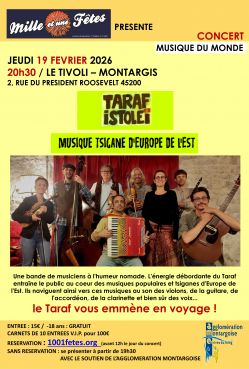 Evènement Taraf IstoleÏ le 19/02/2026 à 20:00 - Lieu :  Salle du Tivoli 45200 MONTARGIS