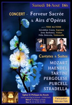 Evènement Récital: Soprano, Violon & Violoncelle le 16/08/2025 à 16:00 - Lieu :  église St Philippe du Roule 75008 Paris