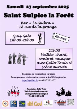 Evènement Dans le cadre du Festival « Mil Goul », Quizz en gallo et veillée conte, chant et musique le 27/09/2025 à 18:00 - Lieu :  Bar 