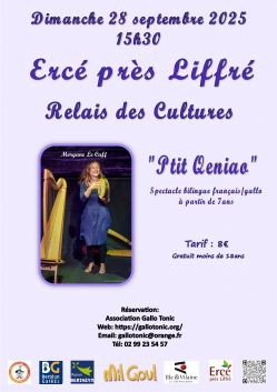 Evènement Dans le cadre du Festival « Mil Goul », spectacle « Ptit Qeniao » le 28/09/2025 à 15:30 - Lieu :  Relais des Cultures 35340 Ercé-prés-Liffré
