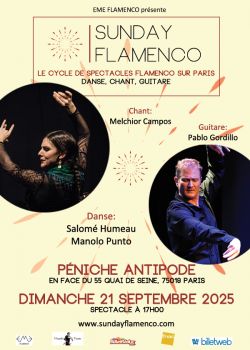 Evènement Sunday Flamenco le 21/09/2025 à 17:00 - Lieu :  Péniche Antipode 75019 Paris