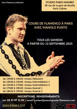 Evènement Cours de flamenco / Paris / rentrée 2025 du 13/09/2025 au 13/06/2026 - Lieu :  Paris Mambo 75012 Paris