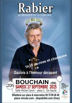 Evènement RABIER au dessous de la ceinture le 27/09/2025 à 20:00 - Lieu :  Salle Michel Caron 59111 BOUCHAIN