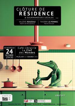 Evènement Clôture de résidence le 24/10/2025 à 19:30 - Lieu :  Librairie La Clef des Mondes 35380 Plélan-le-Grand