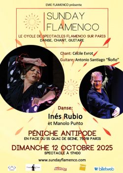 Evènement Sunday Flamenco le 12/10/2025 à 17:00 - Lieu :  Péniche Antipode 75019 Paris