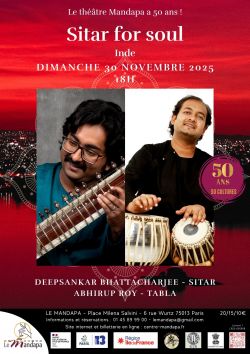 Evènement Sitar for soul le 30/11/2025 à 18:00 - Lieu :  Théâtre Mandapa 75013 PARIS