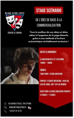 Annonce Stage Scénario - 75013 Paris - Stages - Audiovisuel - 